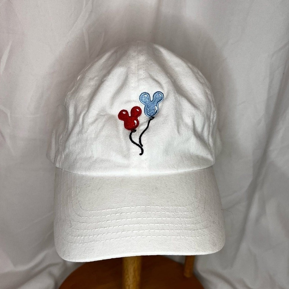 Disney Baseball Cap Unisex OSFM White Excellent Mickey Mouse Balloon Dad Hat
